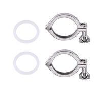 Disttocate 2Pcs Tri-Clamp Steel Single Pin Heavy Duty Tri Clamp with Wing Nut for Ferrule TC with Silicone Gasket 2 Inch