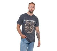 Disturbed T Shirt Riveted Band Logo Official Mens Mineral Wash Charcoal Grey M