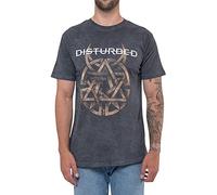 Disturbed T Shirt Riveted Band Logo Official Mens Mineral Wash Charcoal Grey XL