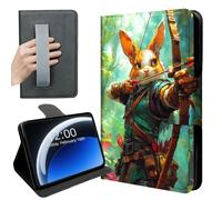 DISUOFEART 360 Rotating Case for Kindle Paperwhite 10th Gen (2018 Release, 6-Inch), PU Leather Stand with Hand Strap, Auto Wake/Sleep, Bunny Archer in Jungle
