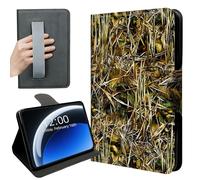 DISUOFEART 360 Rotating Case for Kindle Scribe 10.2" (2022/2024), PU Leather Stand with Hand Strap, Auto Wake/Sleep, Camouflage with Reed and Grass