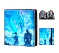 DISUOFEART 4 Pocket Trading Card Binder for Cards, PU Leather Collector Card Book Holder for MTG, TCG, Sports, Baseball, and Game Cards Storage Clipboard Album, Dragon Is Flying In The Sky