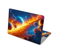 DISUOFEART Aesthetic Laptop Skin Sticker, Cosmic Planets with Fiery Nebula Waterproof Vinyl Laptop Decal, Removable Bubble Free, Reusable Protective Cover for 13 14 15 15.6 Inch