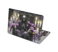DISUOFEART Aesthetic Laptop Skin Sticker, Skeleton on Flowered Throne Waterproof Vinyl Laptop Decal, Removable Bubble Free, Reusable Protective Cover for 13 14 15 15.6 Inch