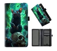 DISUOFEART Checkbook Cover for Men & Women, RFID Blocking Checkbook Holder Wallet for Personal Checks, Durable Leather Check Book Cover with Elastic Strap-16, Black Rats on Skull in Green Haze, Art