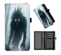 DISUOFEART Checkbook Cover for Men & Women, RFID Blocking Checkbook Holder Wallet for Personal Checks, Durable Leather Check Book Cover with Elastic Strap-25, Shadowy Beast in Misty Forest, Art Deco