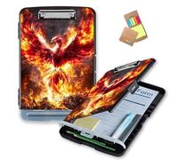 DISUOFEART Clipboard with Storage and Pen Holder, Plastic Clip Board 8.5x11 with Compartment, Majestic Phoenix Folder Clipboard with Storage Box for Office, Classroom, Nurses, Coaches