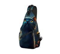 DISUOFEART Crossbody Sling Bag with Graphic Prints, Large Capacity Shoulder Backpack, Dark Cat Among Luminous Flowers Travel Chest Bag for Women & Men