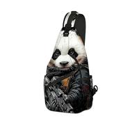DISUOFEART Crossbody Sling Bag with Graphic Prints, Large Capacity Shoulder Backpack, Panda Cub in Tactical Gear with Rifle Travel Chest Bag for Women & Men