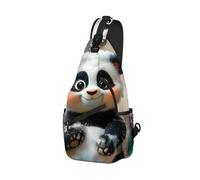 DISUOFEART Crossbody Sling Bag with Graphic Prints, Large Capacity Shoulder Backpack, Travel Chest Bag for Women & Men-22, Panda Cub Frolicking in Bubbly Bath, 19.7" × 9.5" × 3.5", Art Deco