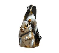 DISUOFEART Crossbody Sling Bag with Graphic Prints, Large Capacity Shoulder Backpack, Travel Chest Bag for Women & Men-15, Squirrel Leaping in Leaves, 19.7" × 9.5" × 3.5", Art Deco