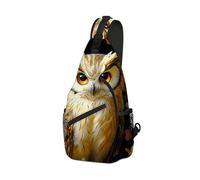 DISUOFEART Crossbody Sling Bag with Graphic Prints, Large Capacity Shoulder Backpack, Travel Chest Bag for Women & Men-15, Owl in Floral Twilight, 19.7" × 9.5" × 3.5", Art Deco
