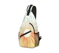 DISUOFEART Crossbody Sling Bag with Graphic Prints, Large Capacity Shoulder Backpack, Travel Chest Bag for Women & Men-2, Rays Emanating from the Sun, 19.7" × 9.5" × 3.5", Art Deco