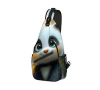 DISUOFEART Crossbody Sling Bag with Graphic Prints, Large Capacity Shoulder Backpack, Travel Chest Bag for Women & Men-14, Cute Panda in Bamboo Forest, 19.7" × 9.5" × 3.5", Art Deco