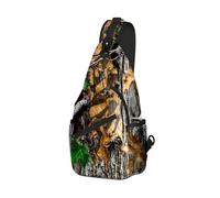 DISUOFEART Crossbody Sling Bag with Graphic Prints, Large Capacity Shoulder Backpack, Travel Chest Bag for Women & Men-6, Camouflage on Tree Bark, 19.7" × 9.5" × 3.5", Art Deco