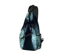 DISUOFEART Crossbody Sling Bag with Graphic Prints, Large Capacity Shoulder Backpack, Travel Chest Bag for Women & Men-5, Dark Angel Skeleton, 19.7" × 9.5" × 3.5", Art Deco