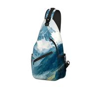 DISUOFEART Crossbody Sling Bag with Graphic Prints, Large Capacity Shoulder Backpack, Travel Chest Bag for Women & Men-10, Snow Capped Mountain, 19.7" × 9.5" × 3.5"