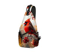 DISUOFEART Crossbody Sling Bag with Graphic Prints, Large Capacity Shoulder Backpack, Travel Chest Bag for Women & Men-27, Red Cardinal in Autumn, 19.7" × 9.5" × 3.5", Art Deco