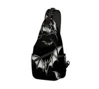 DISUOFEART Crossbody Sling Bag with Graphic Prints, Large Capacity Shoulder Backpack, Travel Chest Bag for Women & Men-1, Bats Flying By Spider Webs, 19.7" × 9.5" × 3.5", Art Deco