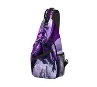 DISUOFEART Crossbody Sling Bag with Graphic Prints, Large Capacity Shoulder Backpack, Travel Chest Bag for Women & Men-1, Keeper of the Amethyst Wyvern, 19.7" × 9.5" × 3.5", Art Deco