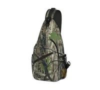 DISUOFEART Crossbody Sling Bag with Graphic Prints, Large Capacity Shoulder Backpack, Travel Chest Bag for Women & Men-1, Real-tree Leaves Camouflage, 19.7" × 9.5" × 3.5", Art Deco