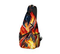 DISUOFEART Crossbody Sling Bag with Graphic Prints, Large Capacity Shoulder Backpack, Travel Chest Bag for Women & Men-8, Phoenix Rising from the Ashes, 19.7" × 9.5" × 3.5", Art Deco