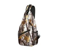 DISUOFEART Crossbody Sling Bag with Graphic Prints, Large Capacity Shoulder Backpack, Travel Chest Bag for Women & Men-4, Tree Camouflage Branches Leacves, 19.7" × 9.5" × 3.5", Art Deco