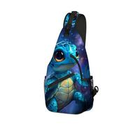 DISUOFEART Crossbody Sling Bag with Graphic Prints, Large Capacity Shoulder Backpack, Travel Chest Bag for Women & Men-18, Cosmic Turtle in Starry Nebula, 19.7" × 9.5" × 3.5", Art Deco