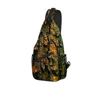 DISUOFEART Crossbody Sling Bag with Graphic Prints, Large Capacity Shoulder Backpack, Travel Chest Bag for Women & Men-5, Texture of Tree Bark, 19.7" × 9.5" × 3.5", Art Deco