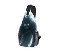 DISUOFEART Crossbody Sling Bag with Graphic Prints, Large Capacity Shoulder Backpack, Travel Chest Bag for Women & Men-25, Shadowy Beast in Misty Forest, 19.7" × 9.5" × 3.5", Art Deco