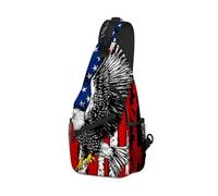 DISUOFEART Crossbody Sling Bag with Graphic Prints, Large Capacity Shoulder Backpack, Travel Chest Bag for Women & Men-6, American Flag With Eagle, 19.7" × 9.5" × 3.5", Art Deco