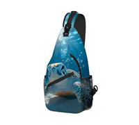DISUOFEART Crossbody Sling Bag with Graphic Prints, Large Capacity Shoulder Backpack, Travel Chest Bag for Women & Men-16, Sea Turtle Underwater Sunbeam, 19.7" × 9.5" × 3.5", Art Deco