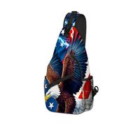DISUOFEART Crossbody Sling Bag with Graphic Prints, Large Capacity Shoulder Backpack, Travel Chest Bag for Women & Men-11, Eagle & American Flag, 19.7" × 9.5" × 3.5", Art Deco