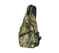 DISUOFEART Crossbody Sling Bag with Graphic Prints, Large Capacity Shoulder Backpack, Travel Chest Bag for Women & Men-10, Tree Camouflage Leacves, 19.7" × 9.5" × 3.5", Art Deco