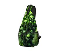 DISUOFEART Crossbody Sling Bag with Graphic Prints, Large Capacity Shoulder Backpack, Travel Chest Bag for Women & Men-24, Skull Tree Enwrapped in Vines, 19.7" × 9.5" × 3.5", Art Deco