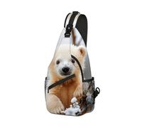 DISUOFEART Crossbody Sling Bag with Graphic Prints, Large Capacity Shoulder Backpack, Travel Chest Bag for Women & Men-27, Polar Bear Cub on Frosted Branches, 19.7" × 9.5" × 3.5", Art Deco