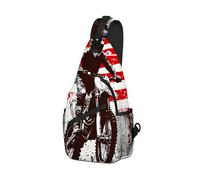 DISUOFEART Crossbody Sling Bag with Graphic Prints, Large Capacity Shoulder Backpack, Travel Chest Bag for Women & Men-8, Motocross With an American Flag, 19.7" × 9.5" × 3.5", Art Deco