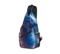 DISUOFEART Crossbody Sling Bag with Graphic Prints, Large Capacity Shoulder Backpack, Travel Chest Bag for Women & Men-27, Frost Dragon Amid Fire & Lightning, 19.7" × 9.5" × 3.5", Art Deco