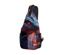 DISUOFEART Crossbody Sling Bag with Graphic Prints, Large Capacity Shoulder Backpack, Travel Chest Bag for Women & Men-24, Dragon Head in Fiery Smoke, 19.7" × 9.5" × 3.5", Art Deco
