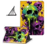 DISUOFEART for All-New Kindle Paperwhite 12th Generation (2024 Release) & Kindle Colorsoft 2024/2025 Case 7", Slim Lightweight Stand Cover with Auto Sleep/Wake, Colorful Melting Skulls Neon Light
