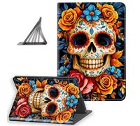 DISUOFEART for Amazon Fire HD 10 Tablet Case(5th 7th 9th Generation, 2015 2017 2019 Release), Slim Lightweight Stand Cover with Auto Sleep/Wake, Skull Adorned with Flowers