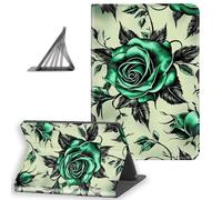 DISUOFEART for Amazon Fire HD 8 Tablet Case(8th / 7th / 6th Generation, 2018/2017 / 2016 Release), Slim Lightweight Stand Cover with Auto Sleep/Wake, Green Rose with Black Thorns