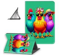 DISUOFEART for Amazon Kindle Fire 7 Tablet Case(9th/ 7th Gen, 2019/2017/2015 Release), Slim Lightweight Stand Cover with Auto Sleep/Wake, Colorful Chickens with Sunglasses