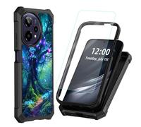 DISUOFEART for Cricket Icon Plus 2026 Phone Case with Tempered Glass Screen Protector, Shockproof TPU Cover, Reinforced Corners, Anti-Scratch, Full Protection, Fantasy Forest with Glowing