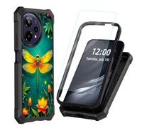 DISUOFEART for Cricket Icon Pro 2026 Case with Tempered Glass Screen Protector, Shockproof TPU Cover, Reinforced Corners, Anti-Scratch, Full Protection, Dragonfly in Enchanted Garden
