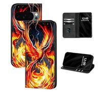 DISUOFEART for Google Pixel 10 Pro XL Case Wallet, Leather Flip Cover with RFID Blocking, Card Holder, Magnetic Closure, Phoenix Rising from The Ashes Kickstand Full Body Protective Case