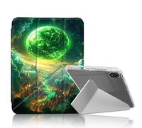 DISUOFEART for iPad 10th Generation Case, Alien Planet Futuristic City Clear Protective Cover with Pencil Holder, Multi-Angle Folding Y-Shaped Stand & Auto Sleep/Wake Function