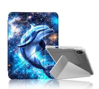 DISUOFEART for iPad 10th Generation Case, Blue Dolphin Swimming Slim Stylish Clear Protective Cover with Pencil Holder, Multi-Angle Folding Y-Shaped Stand & Auto Sleep/Wake Function
