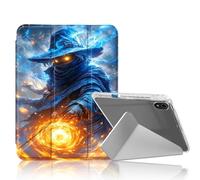 DISUOFEART for iPad 10th Generation Case, Blue Mage Casting Fire Spell Clear Protective Cover with Pencil Holder, Multi-Angle Folding Y-Shaped Stand & Auto Sleep/Wake Function