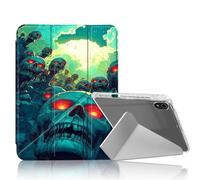 DISUOFEART for iPad 10th Generation Case, Neon Glowing Skulls Horror Wall Clear Protective Cover with Pencil Holder, Multi-Angle Folding Y-Shaped Stand & Auto Sleep/Wake Function